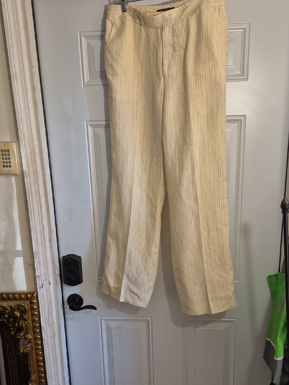 Lauren Ralph Lauren Cream Pinstripe Wide-Leg Pants